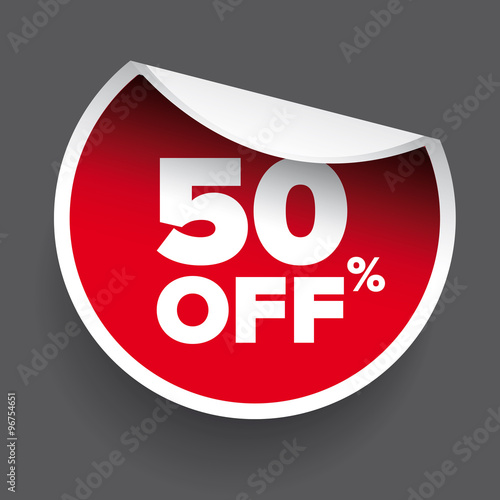 red vector 50% discount price sign