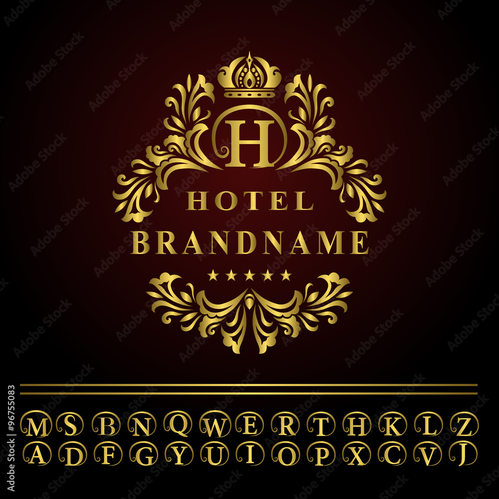 Monogram design elements, graceful template. Elegant line art logo design. Business gold emblem letter H for Restaurant, Royalty, Boutique, Cafe, Hotel, Heraldic, Jewelry, Fashion. Vector illustration