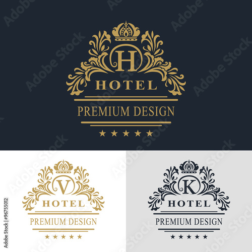 Monogram design elements, graceful template. Calligraphic elegant line art logo design. Letter emblem sign V, K, H for Royalty, business card, Boutique, Hotel, Heraldic, Jewelry. Vector illustration
