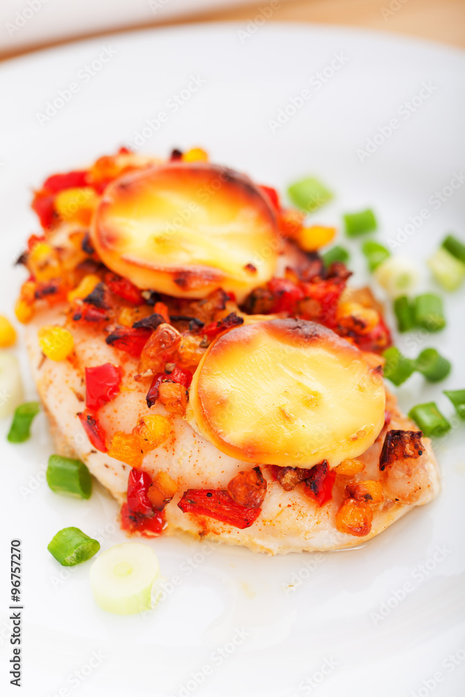 Roast chicken with melted cheese Roast chicken with melted cheese