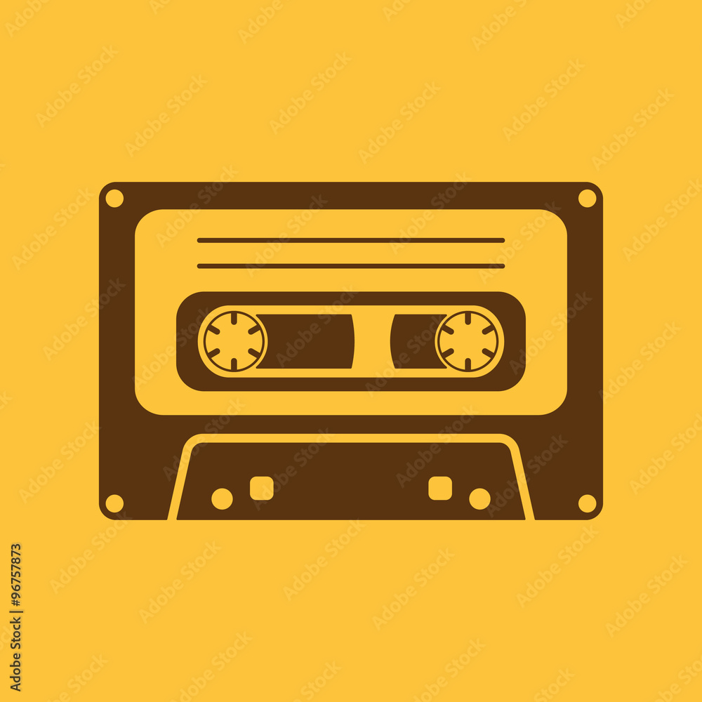 The tape icon. Cassette symbol. Flat