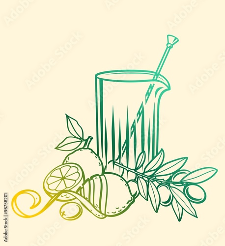 Pitcher, limes, lemones ond olives