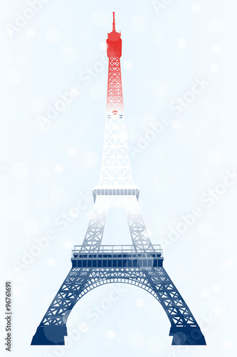 Fototapeta Naklejka Na Ścianę i Meble -  Eiffel tower in blue-white-red