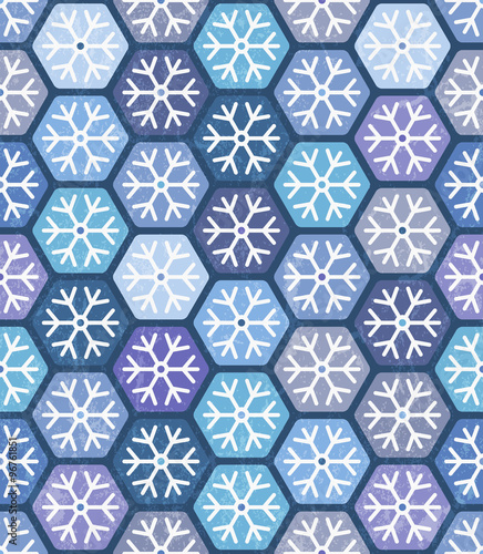 Seamless geometric pattern with snowflakes.