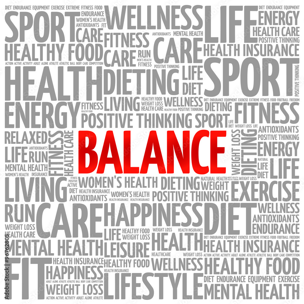 BALANCE word cloud background, health concept BALANCE word cloud background, health concept