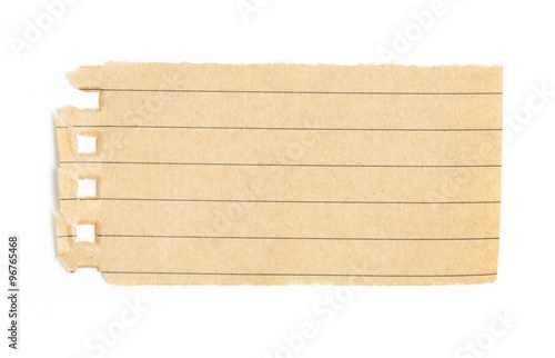 Recycling lined paper scrap isolated on white.