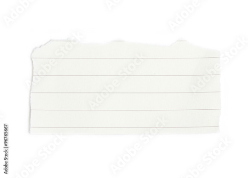 Lined paper scrap isolated on white.