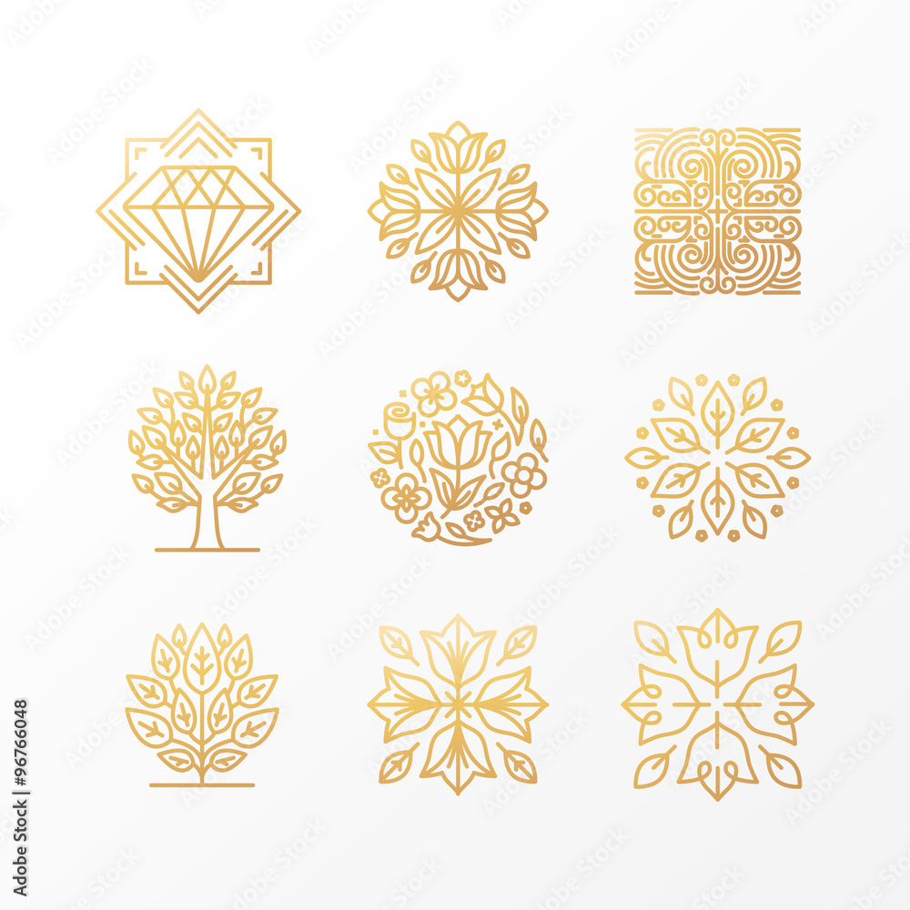 Vector set of abstract golden signs Vector set of abstract golden signs