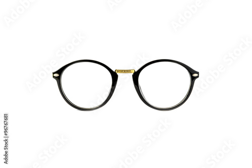 Black nerd glasses isolated on white background