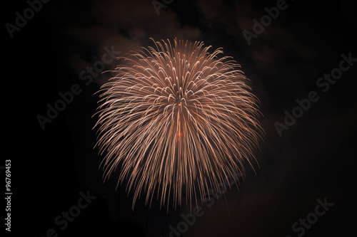 Close-up of Japanese fireworks in Summer Festival, Nagaoka city,