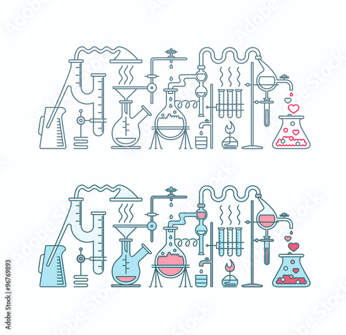 Production of love elixir in laboratory illustration.