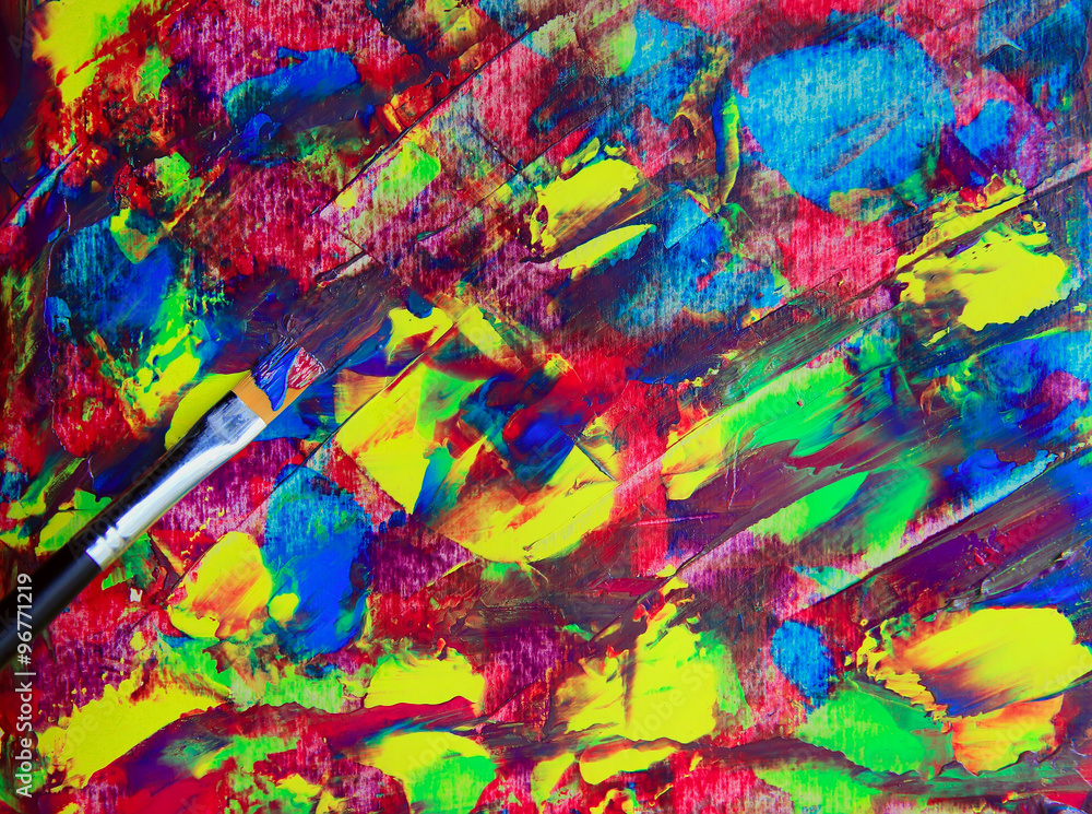 Closeup of brush and palette. Closeup of brush and palette.