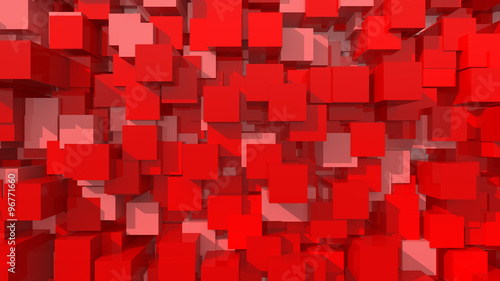 3D Red Area Background Cube Abstract Pattern