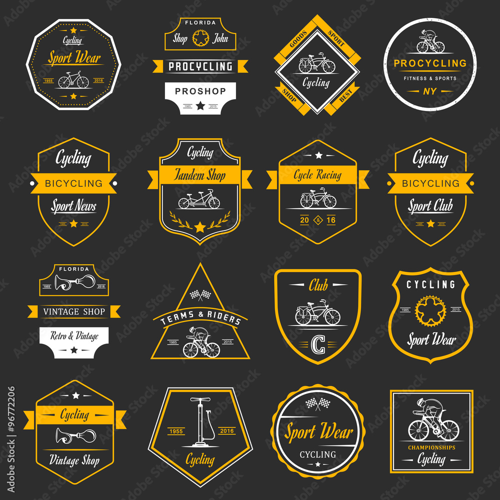 Naklejka premium Set Vintage Cycling and Bicycle Sign and Badges