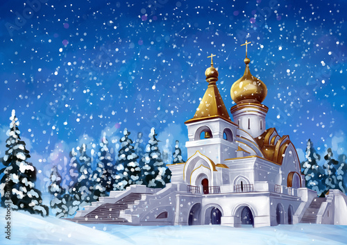 Зима и храм. Россия