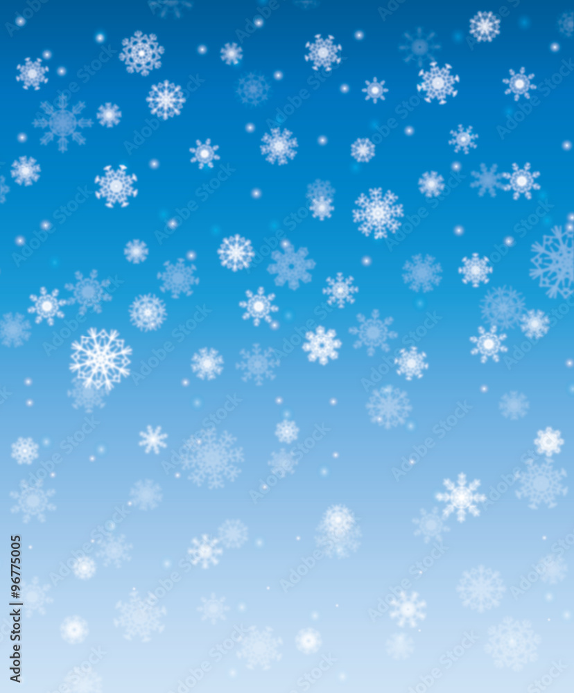 Falling snow christmas card. Winter abstract background illustration.
