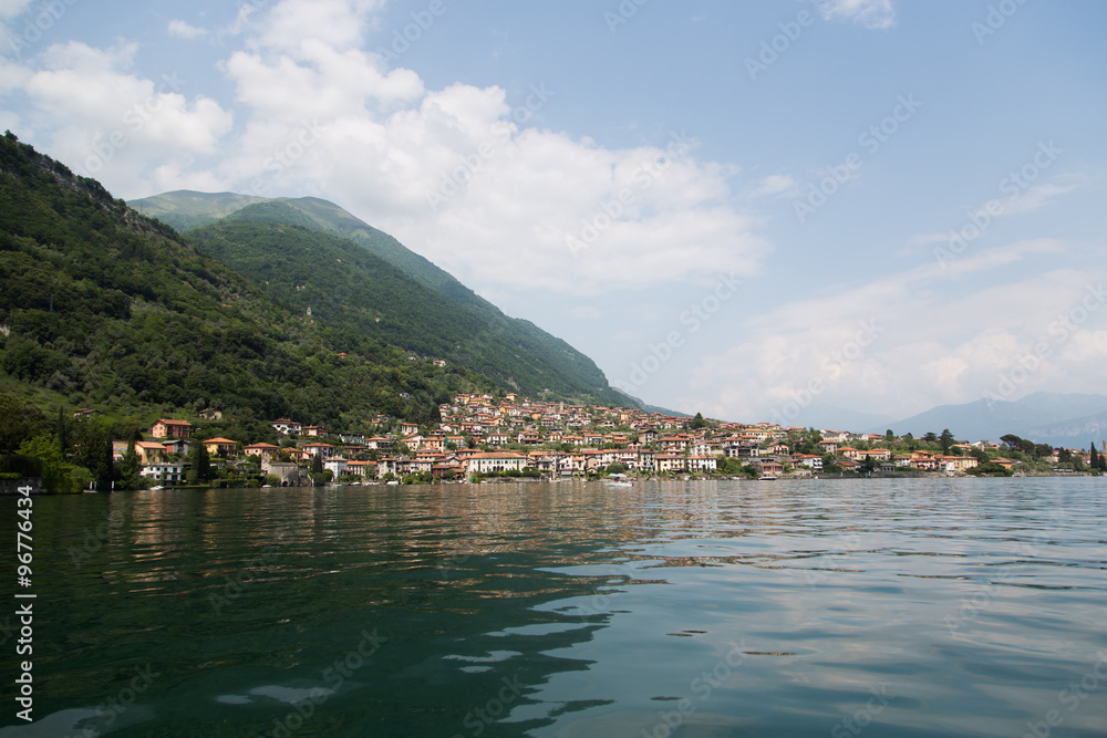 Lake Como seen from above a boat in transit to the Comacina island