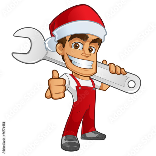 Mecánico vestido de papa noel