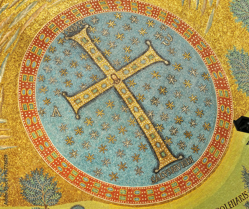 Golden Cross with jewels photo