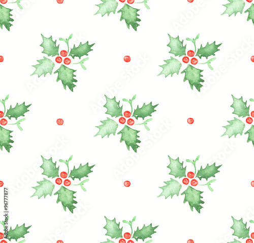 watercolor seamless pattern with Mistletoe