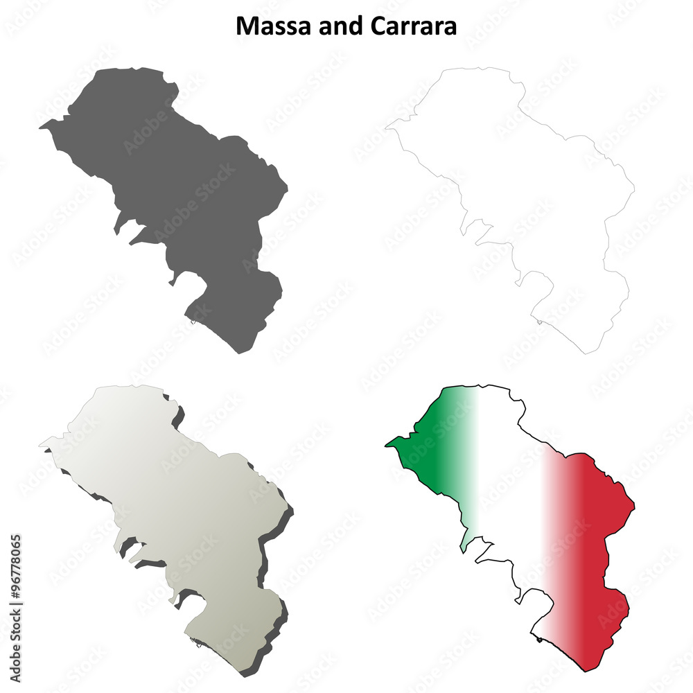 Massa and Carrara blank detailed outline map set