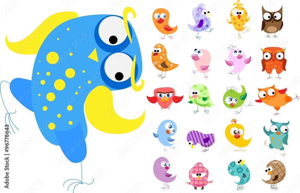 Set of cute birds in vector Set of cute birds in vector