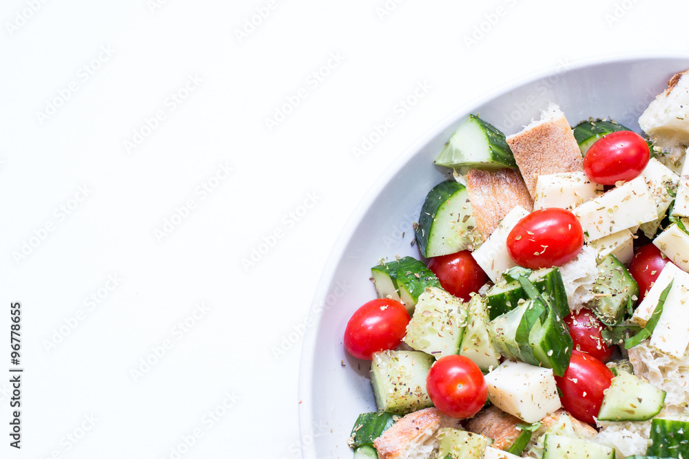 fresh panzanella salad close up fresh panzanella salad close up