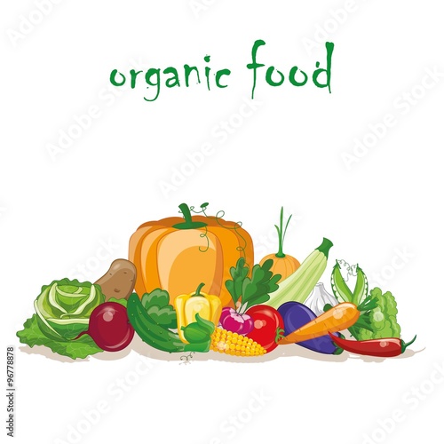 Cartoon vegetables and fruits 