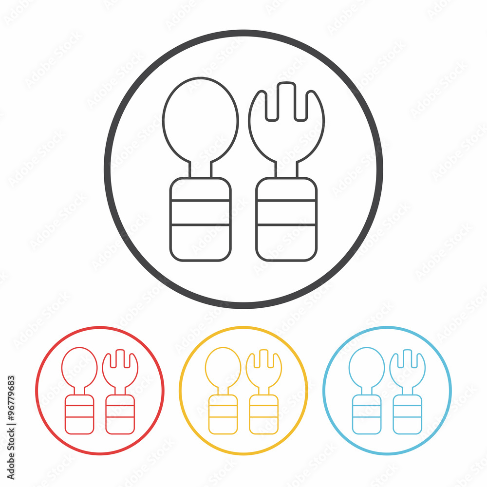baby spoon and fork line icon baby spoon and fork line icon