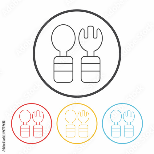 baby spoon and fork line icon