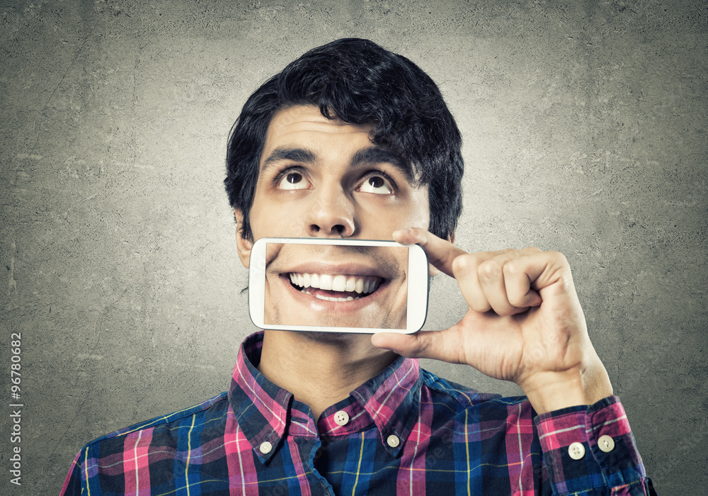 Fototapeta premium Man with mobile phone