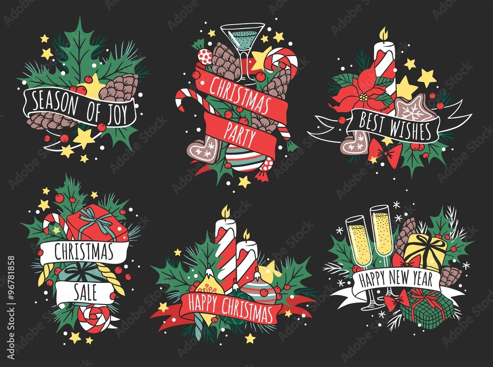 New Year greeting card vector banner isolated template