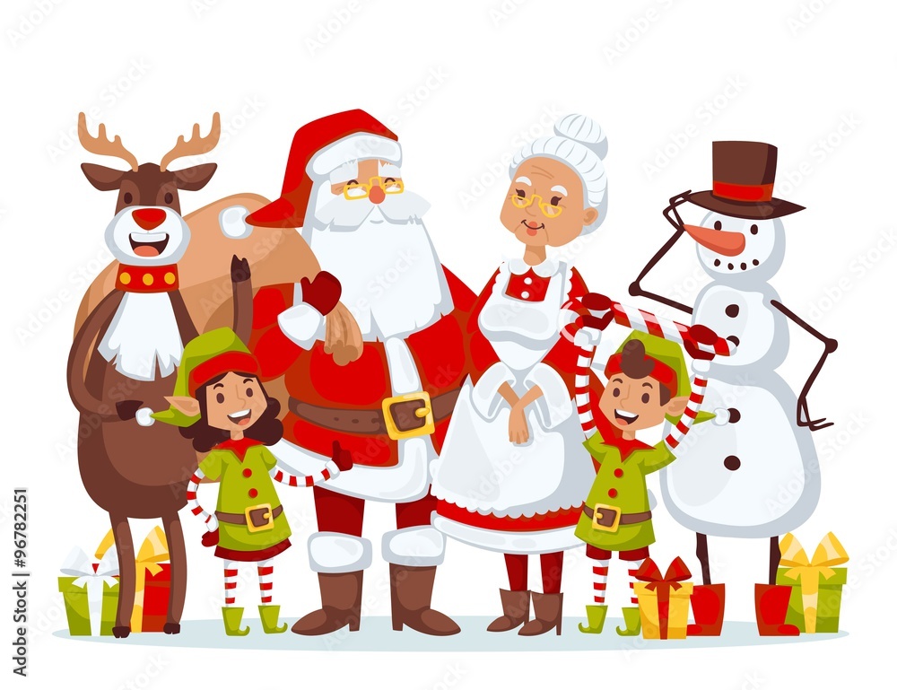 Santa Claus wife and kids cartoot family vector Santa Claus wife and kids cartoot family vector