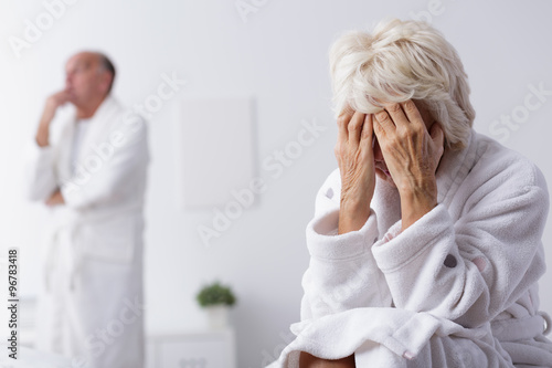 Elderly marriage thinking about divorce photo