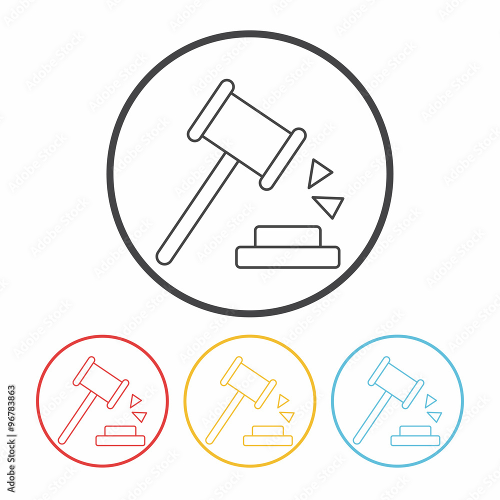 financial hammer line icon financial hammer line icon