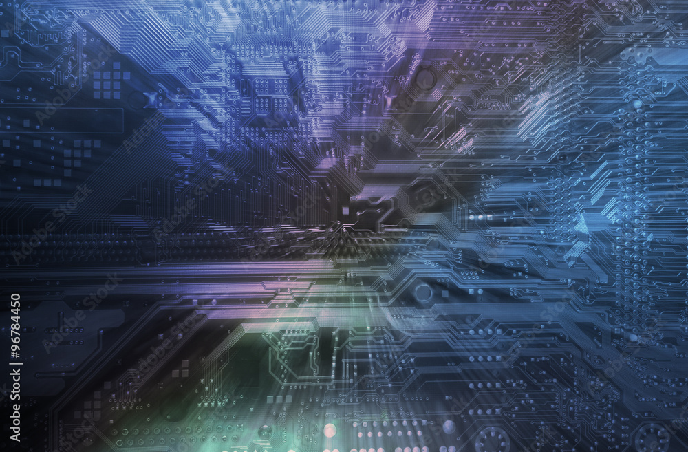 Obraz premium computers motherboard, microchips and electronics