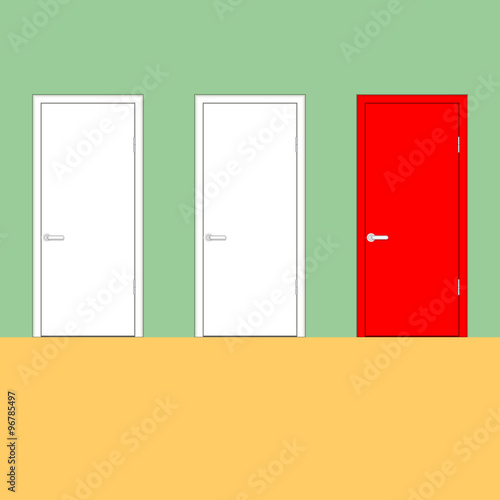 Doors on a green wall