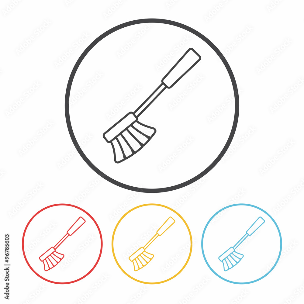 cleaning brush line icon