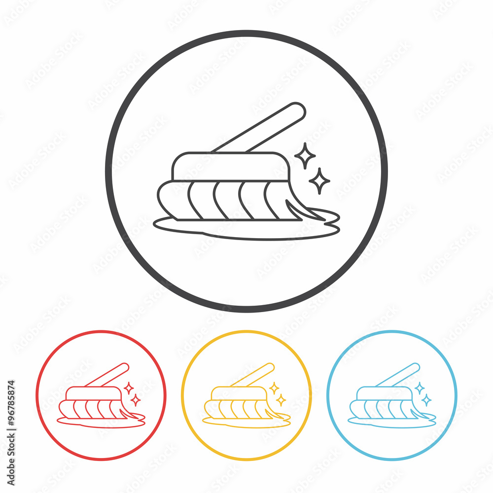 cleaning brush line icon