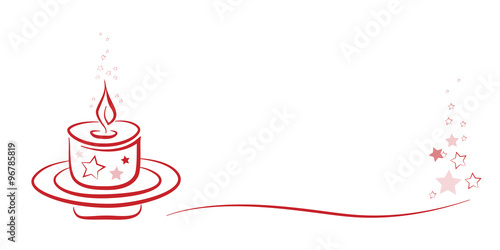 Rote Kerze mit Flamme und Sternen Staub