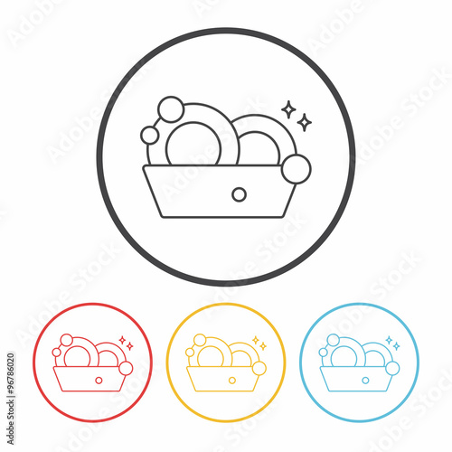 washing dishes line icon