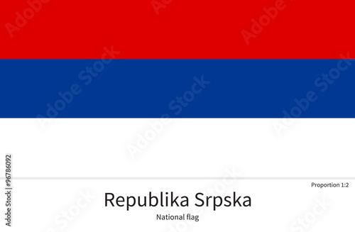National flag of Republika Srpska with correct proportions, element, colors
