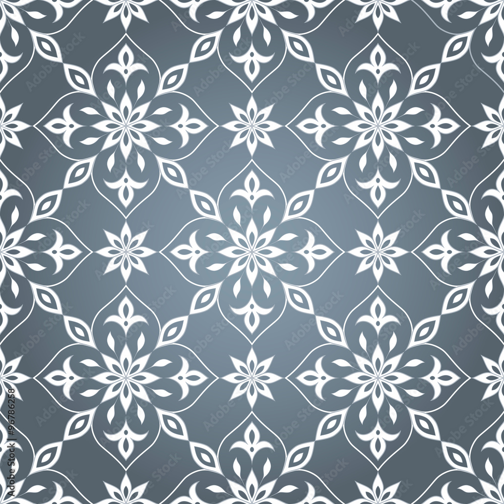 Seamless floral white texture on gray. Seamless floral white texture on gray.