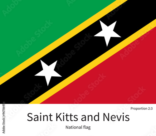 National flag of Saint Kitts and Nevis with correct proportions  element  colors