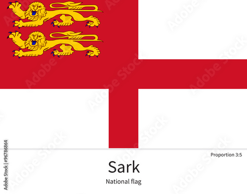 National flag of Sark with correct proportions, element, colors