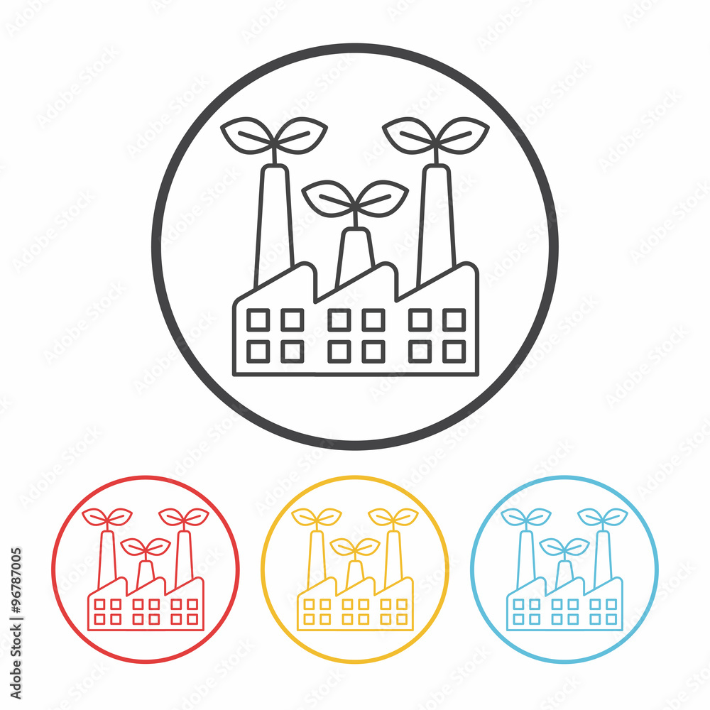 Fototapeta premium Environmental protection concept factory line icon