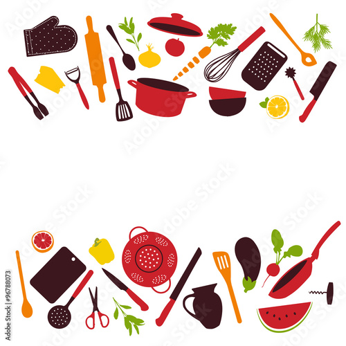 Kitchen tools background isolated