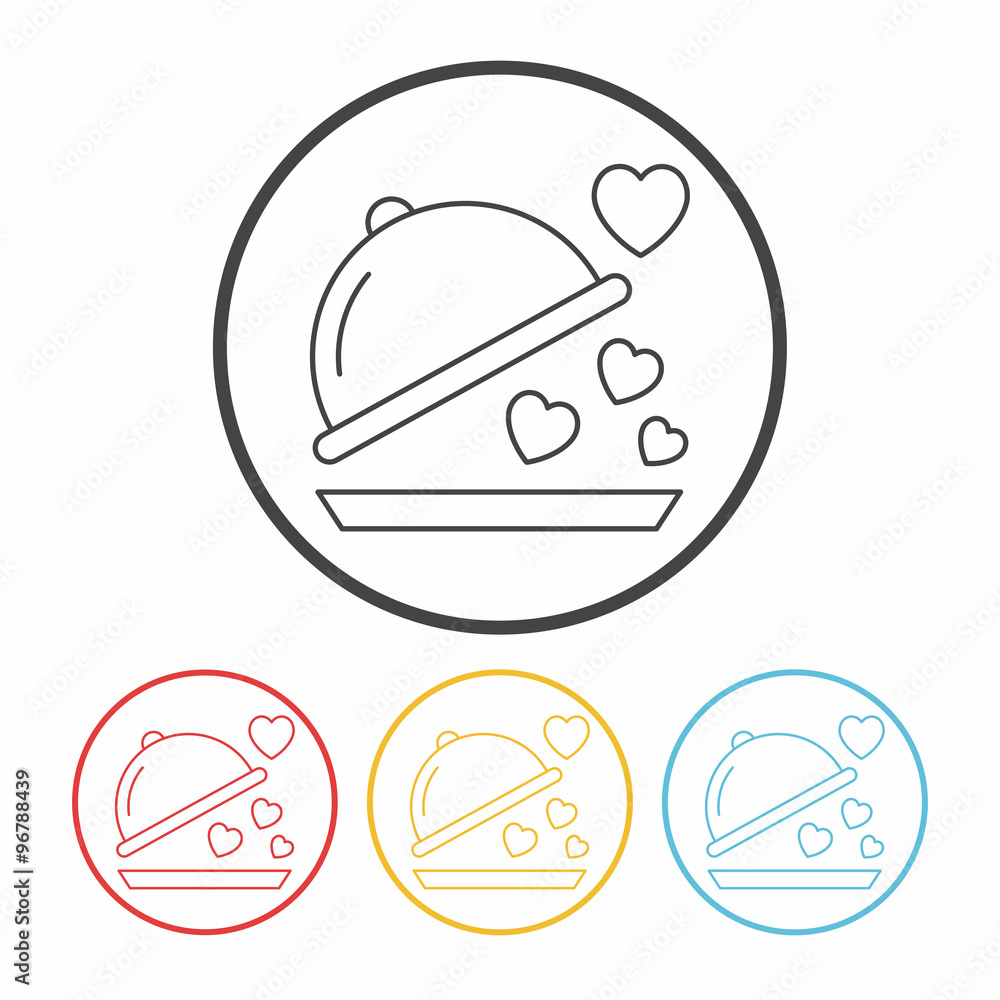 valentine's day meal line icon