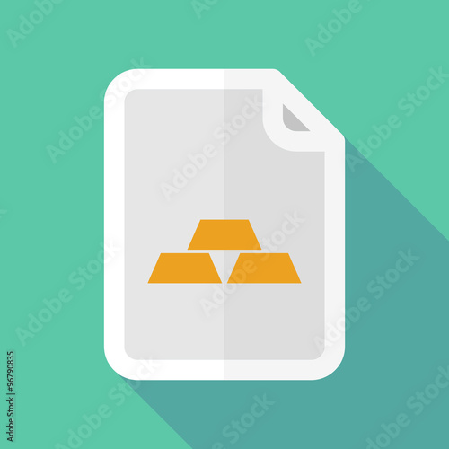 Long shadow document vector icon with three gold bullions