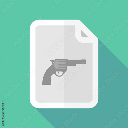 Long shadow document vector icon with a gun